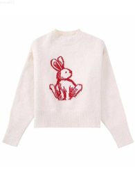 Women's Sweaters TRAF Rabbit Knitted Sweater Woman Winter 2023 Cropped Sweaters For Women New Year O-Neck Pullovers Women's Long Sleeve Tops L230718