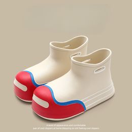 Rain Boots Cartoon Shoes Candy Color Fashion Couple In The Thick Sole Four Season Waterproof Slippers for Women and Men 230718