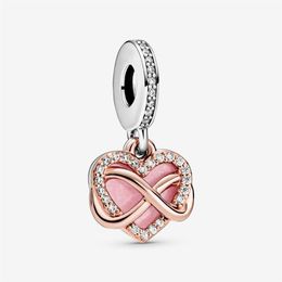 New Arrival 925 Sterling Silver Sparkling Infinity Heart Dangle Charm Fit Original European Charm Bracelet Fashion Jewellery Accesso239J