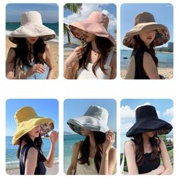 Berets Durable Chin Strap Hat Wide Brim Women Bucket Fashionable Women's With Stylish Double-sided For Summer