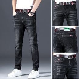 Men's Jeans Fashion Slim Black Gray Classic Mid-waist Denim Pants Cotton Stretch Skinny Men Casual Trousers