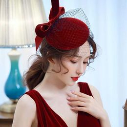 Berets Retro Women Cocktail Wedding Party Headpiece Bowknot Headwear Hair Accessories Veil Fascinator Hat