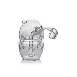 Waxmaid 4.53inch Round Fab Egg Bubbler clear glass bong 10mm quartz Banger honeycomb percolator hookah oil rigs water pipe US warehouse retail order free shipping