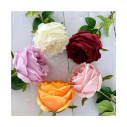 Decorative Flowers Silk Simulation Flower Austin Rose Branches Valentine's Day Gift Holiday Party Decoration Artificial Roses Champagne