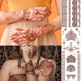 Brown Henna Tattoos Sticker for Women Butterfly Moth Mehndi Flower Fake Tatoo Sticker Feather Flora Sexy Henna Temporary Tattoo