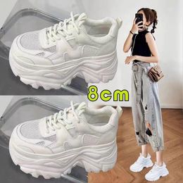 Dress Shoes Height Increasing Insole 8cm Platform Women's Soft Bottom 2023 Spring Sports Casual Small White