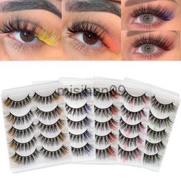 False Eyelashes Two-color D Curl False Eyelashes Red Pink Mix Dramatic 3D Mink Colored Eye Lashes For Dolls Ombre Rainbow Color Clis Tool YZL1 J230717