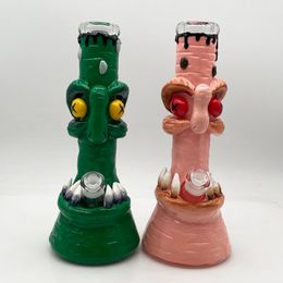 14 inch Height Colourful HandDrawing 2 Designs Water Pipes Painting Glass Bong Wholesale for Adult