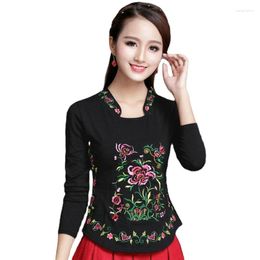 Ethnic Clothing Traditional Chinese For Women Cheongsam Top Vintage Embroidery Printed Long Sleeves V2923