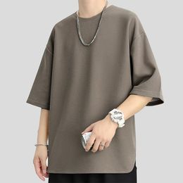 Men's T Shirts Summer Short Sleeve T-shirt Men Fashion Casual Solid Colour Shirt Streetwear Loose O-Neck Tshirt Mens Top M-3XL