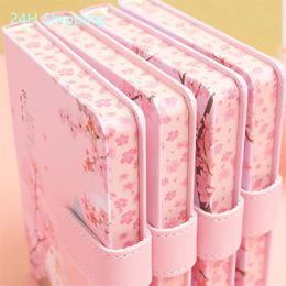 Notepads Japanese Cherry Blossom Hand Account Book Fresh Girl Thickened Grid Diary Notebook Cute Color Page Stationery Kawaii Plan3393