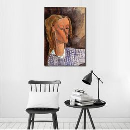 Female Figure Abstract Canvas Art Portrait of Beatrice Hastings Amedeo Modigliani Painting Hand Painted Artwork Bedroom Decor