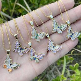 Chains Delicate Butterfly Necklace For Women Luxury Micro-inlaid Zircon Pendant Necklaces Trendy Elegant Female Wedding Party Jewellery