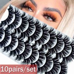 False Eyelashes New Fashion 10 Pairs 3D Full Volume Thick Wispies Eyelashes Extension Mink Hair False Eyelashes Eye Makeup Tools Handmade J230717