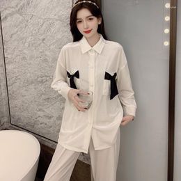 Women's Sleepwear White Velour Homewear Casual 2PCS Pyjamas Suit Autumn Winter Full Sleeve Pijamas Cute Bow Nightwear