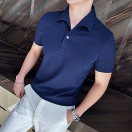 Men's Polos Exquisite Korean Style Oneline Neck Casual Shortsleeved Polo Shirt 2023 Summer Cuban Collar Men Office Club Streetwear 230717