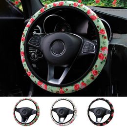 Steering Wheel Covers Rose Flower Car Cover Antislip Shelter Floral Design Prevents Stain Scratches & Fading