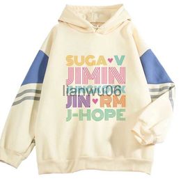 Women's Hoodies Sweatshirts 2021 Korean kpop band Patchwork Hoodies Jin SUGA jhope RM Jimin V Jung Kook Contrast Hoodies Harajuku Sweatshirt hoody J230718