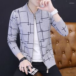 Men's Sweaters Spring And Autumn Korean Style Men Cardigan Sweater Jacket Stripe Sweatshirts Zipper Knitted Coats Male