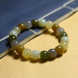 Strand Natural Hetian Jade Stone Diameter 12mm Beads Bracelet Jewellery Lucky Safety Auspicious Amulet Fine