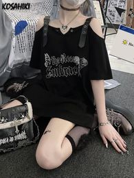 Women's T-Shirt KOSAHIKI Printed Off Shoulder Women Tshirts Casual Streetwear Y2k Aesthetic T Shirt Girl Sweet Tops Harajuku Graphic Tees Grunge 230717