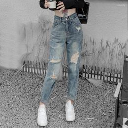 Women's Jeans Small Size Denim Pants Streetwear Style Woman High Waist Blue Women Ladies Clothing Harem