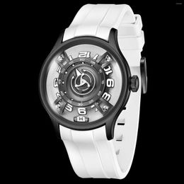 Wristwatches OBLVLO White Curvature Engine Star Ship Automatic Mechanical Watch Super Luminous Men Watches Sapphire Glass Waterproof Clock