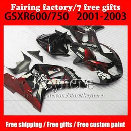 Custom Fairing kit for SUZUKI k1 GSXR 600 750 2001 2002 2003 Corona red black fairings motobike set GSXR600 GSXR750 01 02 03 NJ14 229O