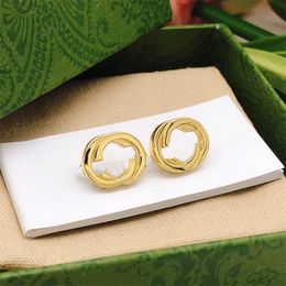 Luxury Stud Double Letter G Designer Brand ggity Earrings Vintage brass Crystal Stone Earring Women's Party Jewellery Gift Box 774555