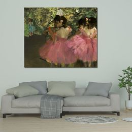 Contemporary Canvas Wall Art Edgar Degas Dancers in Pink Ballet Dancer Hand Painted Oil Painting Home Decor