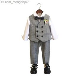 Clothing Sets Children's Formal Flat Suit Spring and Autumn Boys' Piano Performance Party Clothing Children's Tank Top Trouser Bow Set Z230719