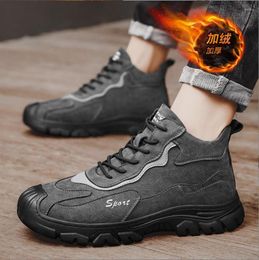Boots Men's Winter Ankle Warm Plush Men Snow High Quality Leather Waterproof Outdoor Sneakers Hiking Work Shoes