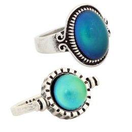 Handmade Girls Gift Finger Mood Ring Small Colour Change Mood Stone Rings Antique Silver Jewellery with RS009-035252H