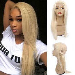 13x4 Lace Frontal Wig #613 Color Bleach Blonde 26 Inch Remy Brazilian Human Hair Wigs Straight HD Lace with Baby Hair263Z