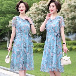 Party Dresses Summer Floral Print O-Neck Midi Dress Women Boho Fashion Short Sleeve 2023 Korean Elegant Bodycon Casual Q666