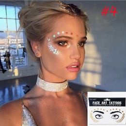 Flash Tattoo Waterproof Stars Choker Pattern Freckles Gold Face Tattoo Body Art Sticker Eye Decals Bride Tribe Girl Party 1Pack