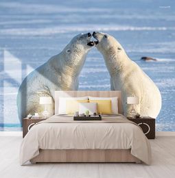 Wallpapers Custom Po Mural Non-woven Wallpaper 3D Animal Ice And Snow Land Polar Bear Children Room Bedroom Home Decor Wall Painting