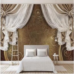 WDBH 3d wallpaper custom po European curtain pattern tv background home decor living room 3d wall murals wallpaper for walls 3 2472