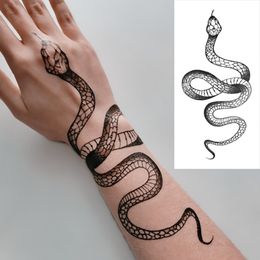 Big Size Temporary Tattoo Stickers Black Snake Waterproof Fake Tattoos Women Men Clavicle Arm Body Art Dark Snake Transfer Tatoo