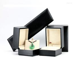 Jewellery Pouches Black PU Leather Box Ring Pendant For Proposal Wedding Bracelets Necklaces Gift Display Storage Case