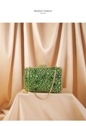 Evening Bags Green/Rose Gold Water Diamond Party Clutch Wallet Crystal Gem Women's Evening Clutch Bag Women's Handbag Wedding 230718