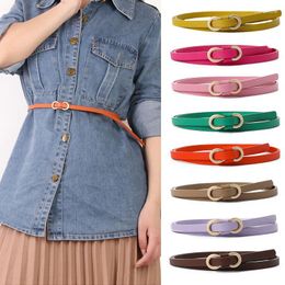 Belts Women's Belt Simple Versatile No Hole PU Decorative Thin Girls Summer Shirt Dress Solid Colour Small Waistband All-match DIY