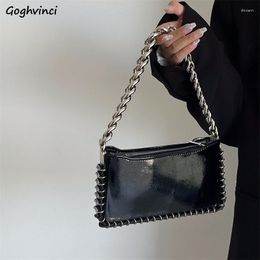 Evening Bags Y2k Chain Shoulder For Women Korean Ins Design Fashion Underarm Bag PU Leather Texture All-match Crossbody Black Handbags