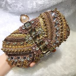 Evening Bags Women's Crystal Evening Bag Retro Beaded Clutch Bags Female Purse Wedding Party Bag Small Chain Shoulder Bags 230719