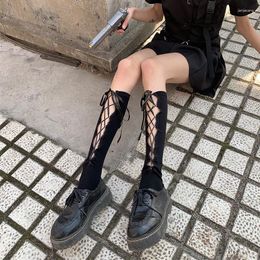 Women Socks Sexy Lolita CosPlay JK Straps Hollow Bandage Black Over The Knee Female Medias De Mujer Fishnet