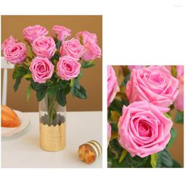 Decorative Flowers Pretty Fake Flower Real Touch Faux Maintenance Free Silk Rose Arrangement