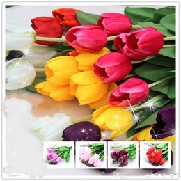 Decorative Flowers Artificial Tulips 34cm PU Real Touch Bouquet For Home Decoration Wedding White Pink Purple