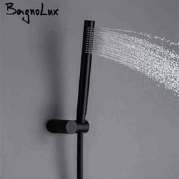 Bagnolux Copper Matter Black Round Handheld Shower Head PVC Hose Connector Adjustable Wall Holder Bathroom Accessorries H12092963