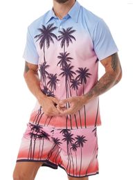 Men's Tracksuits Fashion Hawaiian Shirt Set Mens Printing Short Sleeve Summer Casual Floral Beach Two Piece Men Sets S-5XL