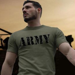 Men's T Shirts 2023 Fashion ARMY Letter Logo Printed T-Shirt Casual Solid Color Exercise Sportswear Tshirt Trendy Retro Military